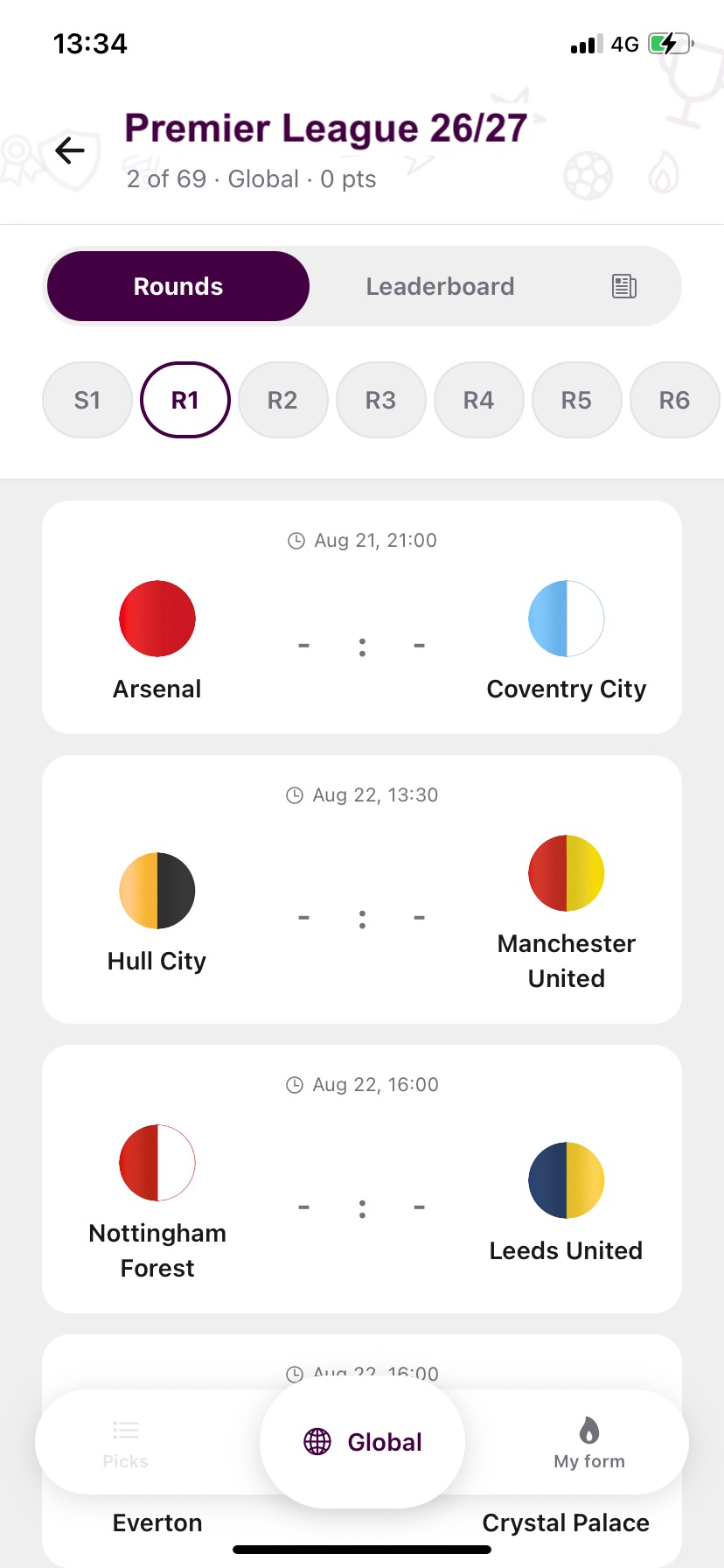 Premier League 26/27 predictions screenshot